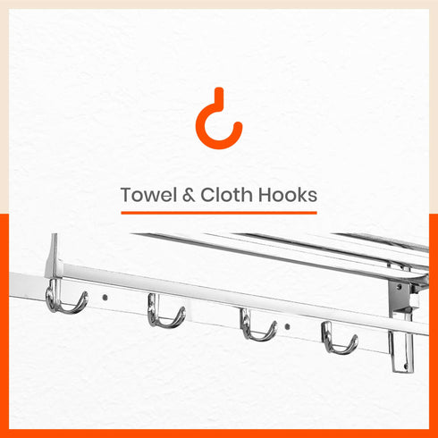 Dorado Square Stainless Steel Towel Rack / Holder / Stand For Home (Medium - 18 inches)